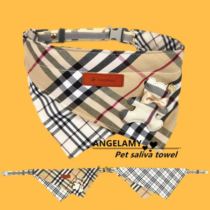 Cute Plaid Pet Bandana – Soft Cotton Saliva Towel for Dogs & Cats