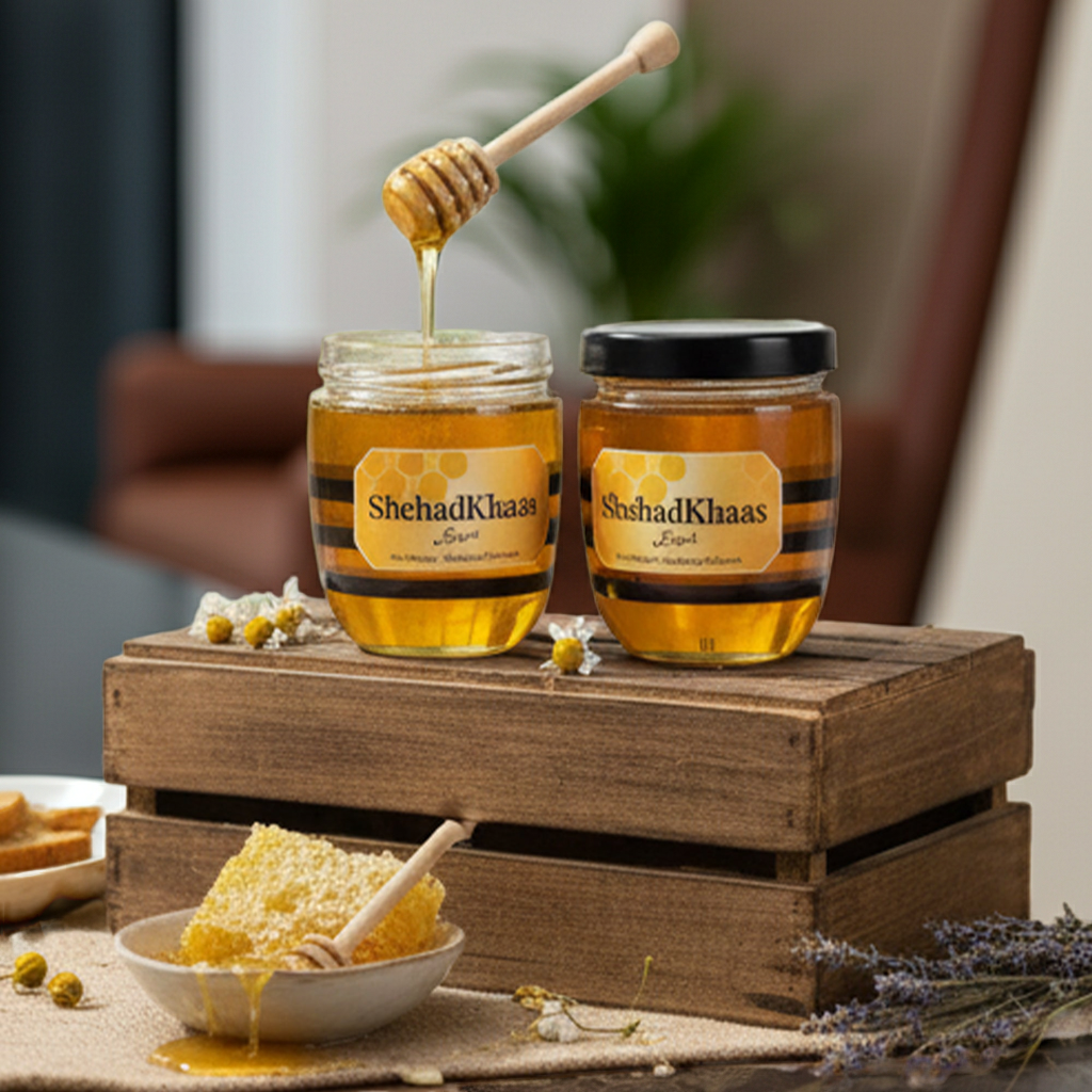ShehadKhaas – 100% Pure Organic Desi Bee Honey | Premium Export Quality Khalis Shehed (Bari Makhii / Big Bee)